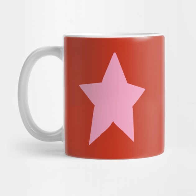 Pink Star On Red by ellenhenryart